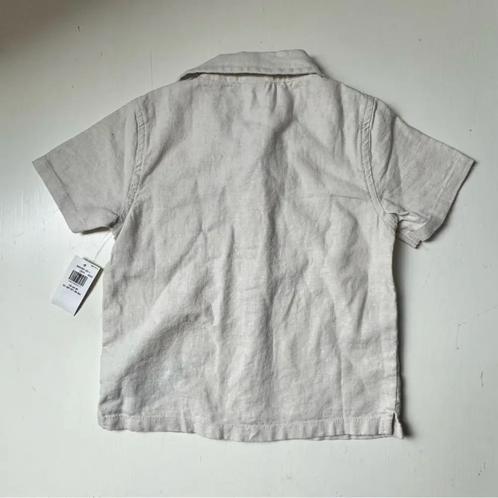 Old Navy Baby Button Front Short Sleeve  Embroidered Shirt Sz 18-24 M NWT